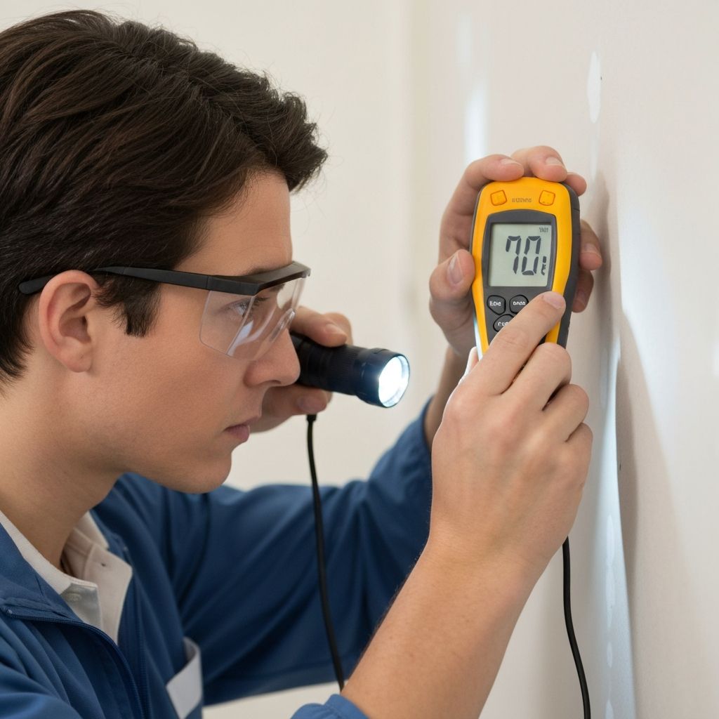 Professional mold inspection with moisture detection equipment